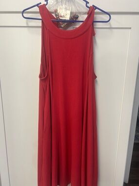 torrid Red Sleeveless Midi Swing Dress with matching jewelry size 3